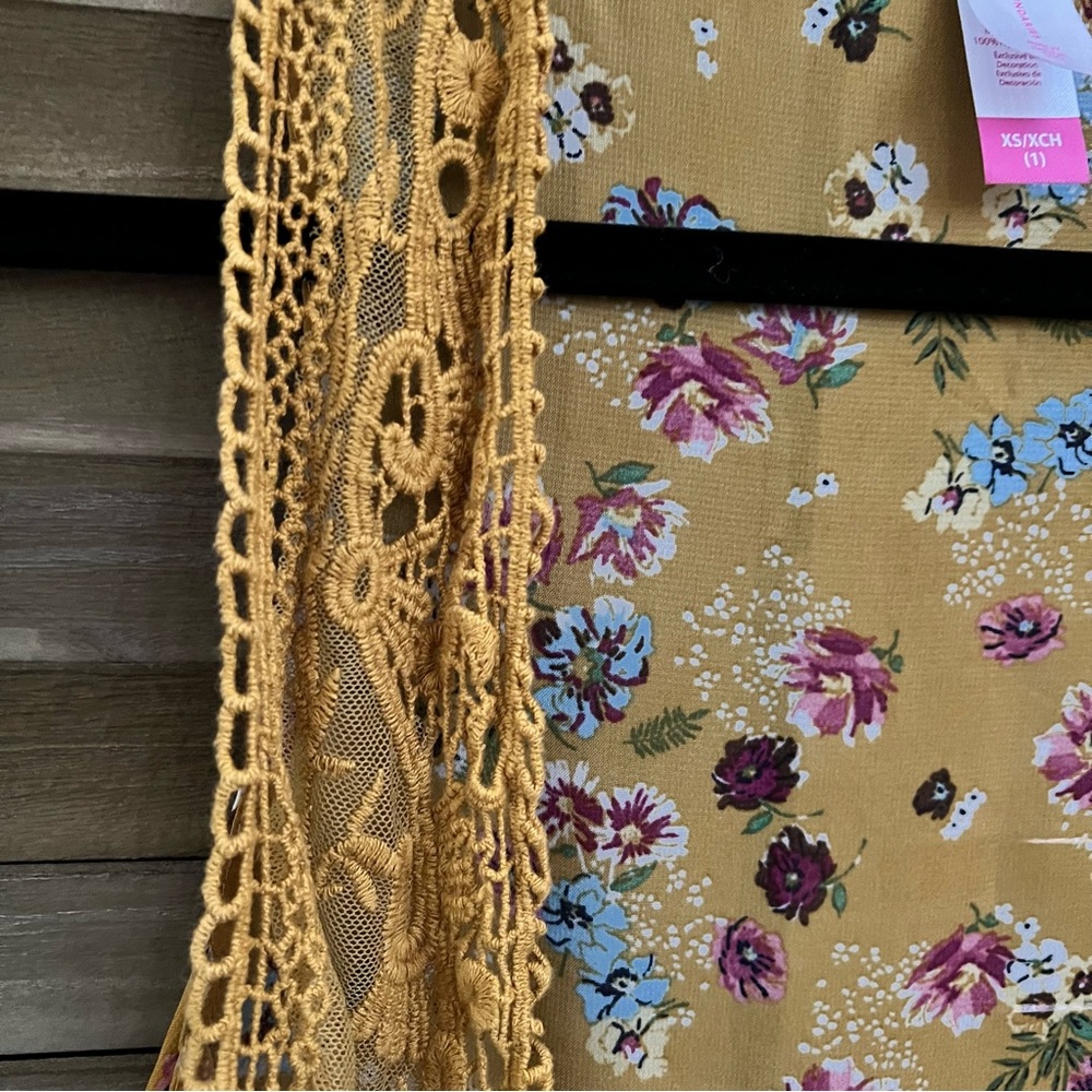 No Boundaries Yellow Floral Print Boho Vest Extra Small - Picture 4 of 10